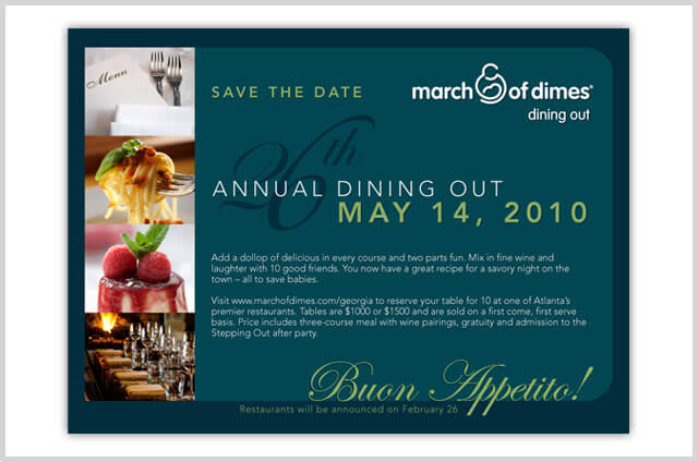 March of Dimes Dining Out Postcard