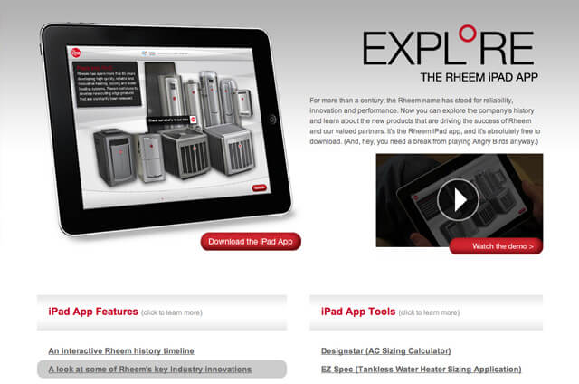 Rheem iPad App Site